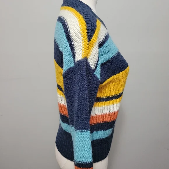 Tilly's Sky & Sparrow multicolored stripe cropped sweater size small - Picture 3 of 7